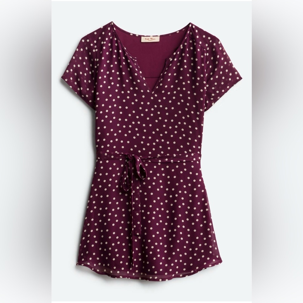 Full Moon Segura Short Sleeve Chiffon Tie Waist Maternity Blouse